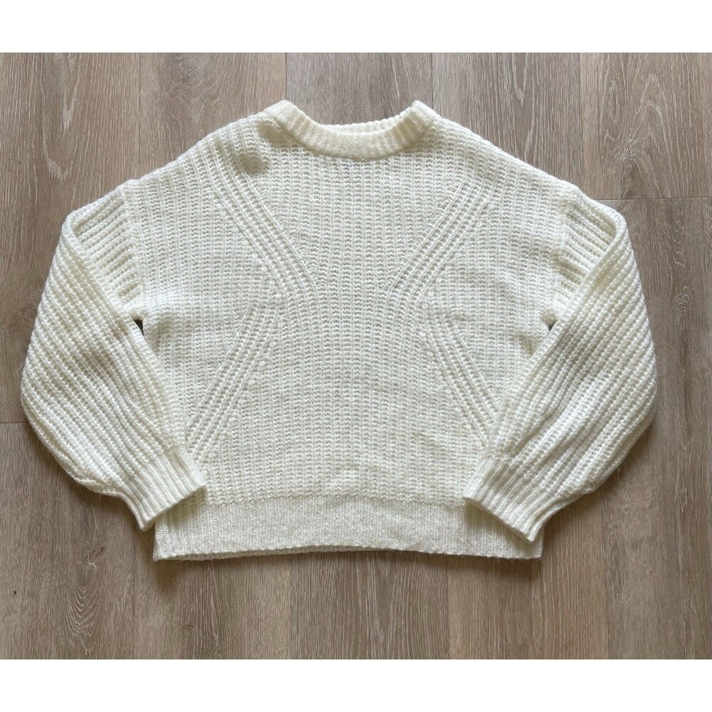 A New Day  Ivory/ knit Textured Crew Neck Sweater size Large